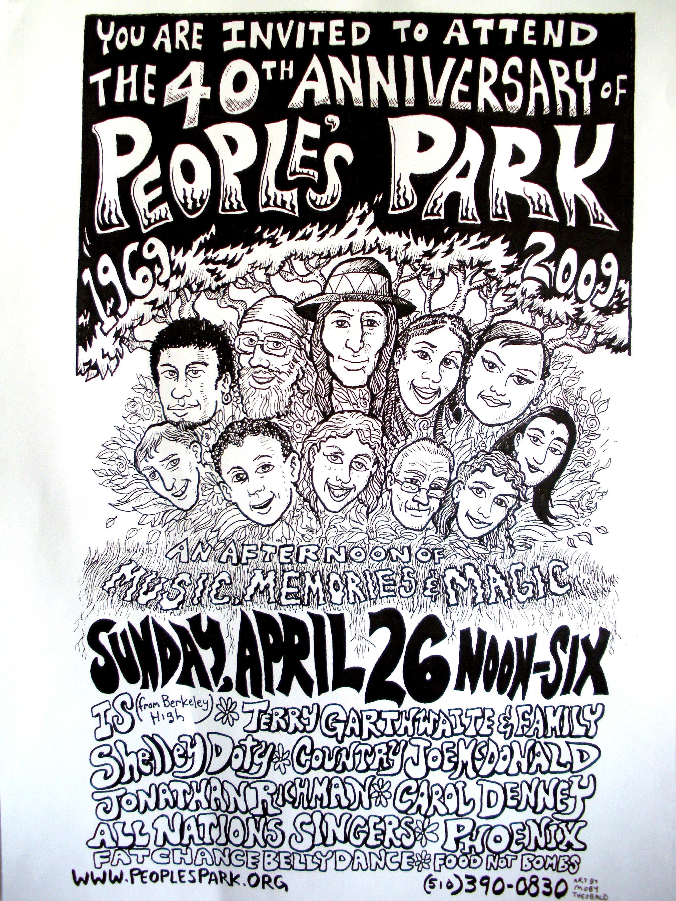 40th Anniversary of People's Park Concert poster for Sunday, April 25th, 2009.