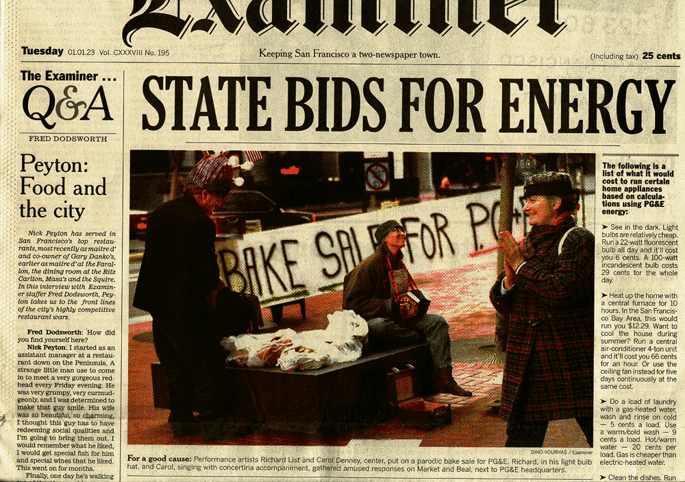 Carol Denney and Richard List's Bakesale for PG&E netted $1.27 for the beloved utility