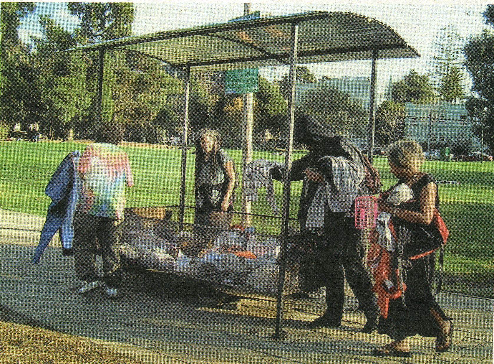 A freebox is the park's best example of the tradition of free exchange. This one was built by the community Novemer 12th, destroyed by the university three days later in the middle of the night.